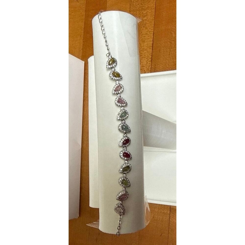 Multicolor Tourmaline 12 Stone Bracelet Size 7 New